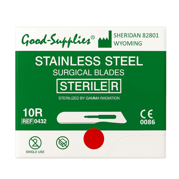 #10R Sterile Surgical Dermaplane Blade, Stainless Steel Scalpels (Box of 100,Individually Packed)