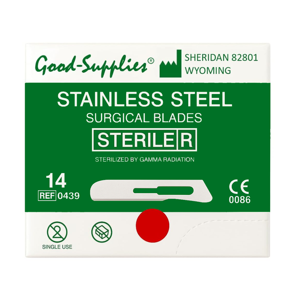 #14 Sterile Surgical Dermaplane Blade, Stainless Steel Scalpels (Box of 100,Individually Packed)