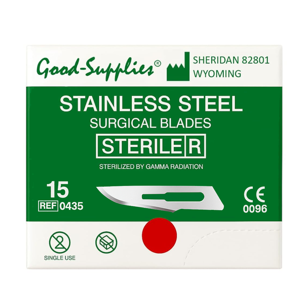 #15 Sterile Surgical Dermaplane Blade, Stainless Steel Scalpels (Box of 100,Individually Packed)